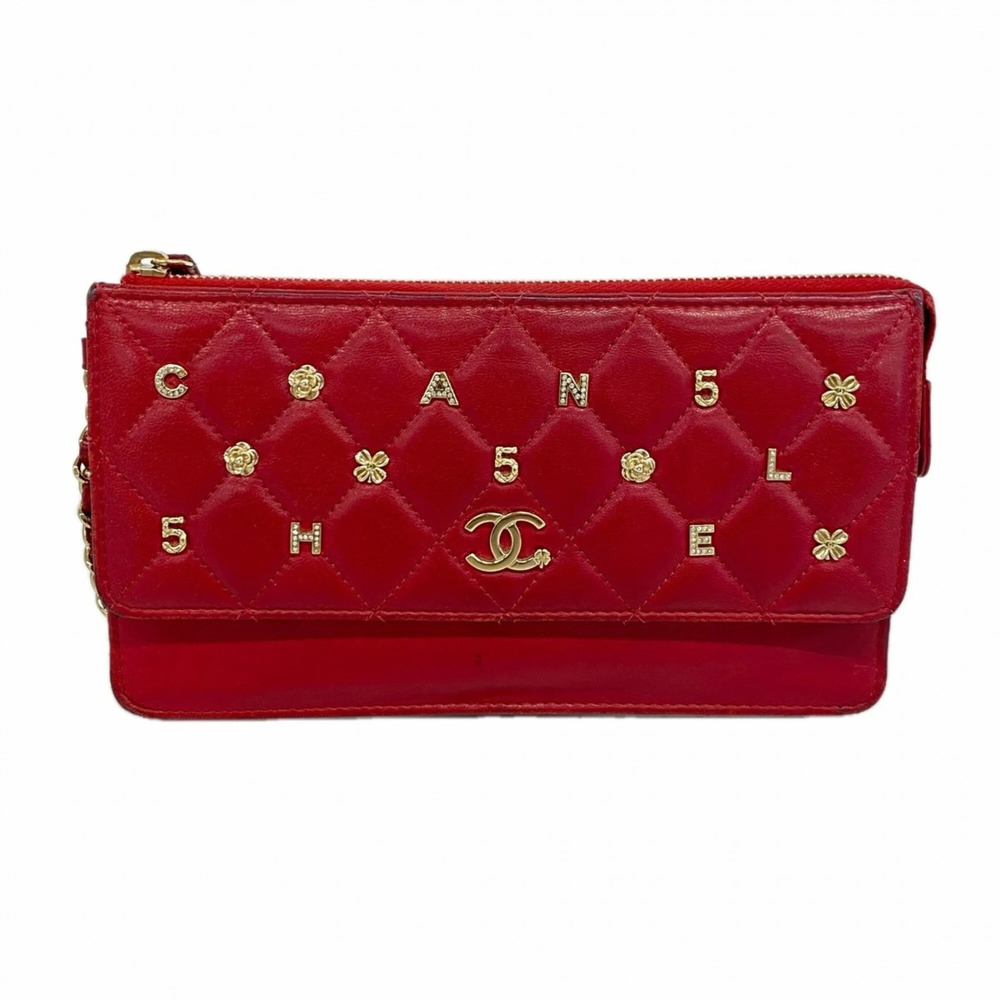Chanel Matelassé Icon Clutch Bag, Lambskin, Red Champagne, Women's - Picture 1 of 12